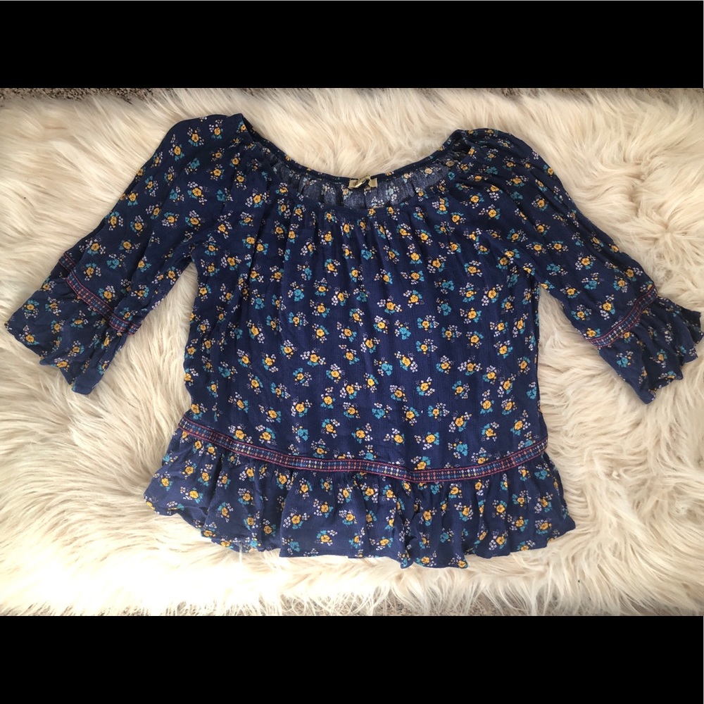 Off-the-shoulder Democracy top.